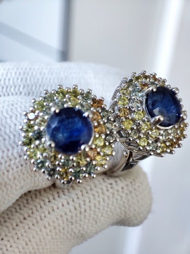 925 Cercei Argint Cu Safir