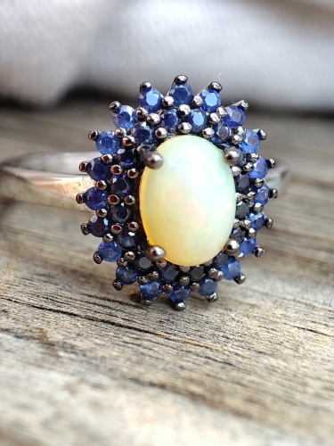 925 INEL ARGINT CU OPAL SI SAFIR MASURA 11