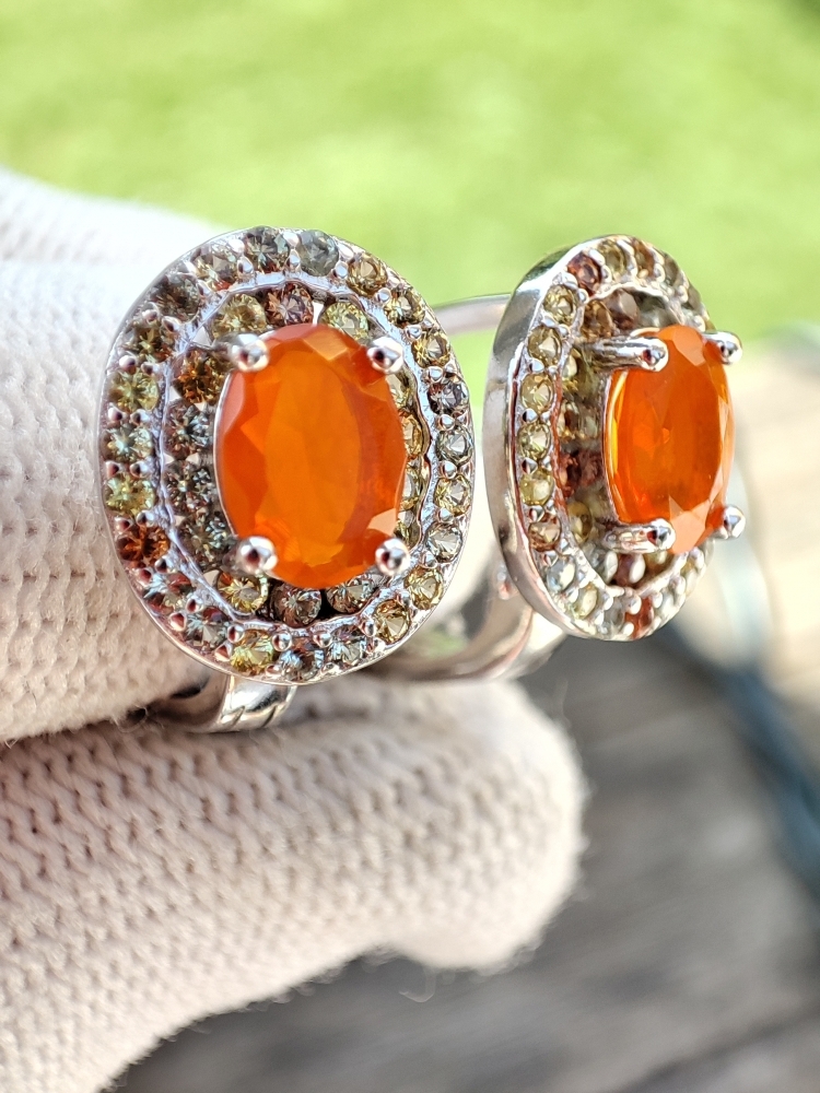 925  CERCEI ARGINT  CU OPAL SI SAFIR (45)