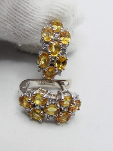 925 cercei argint cu citrin si cz(40)