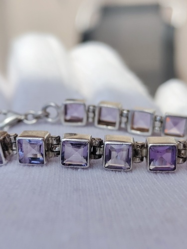 925 Bratara argint cu Ametist natural Amethyst 17.8cm