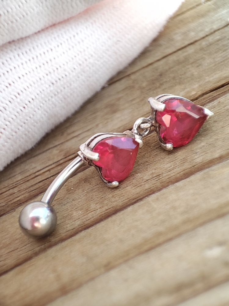 925 piercing argint cu rubelit