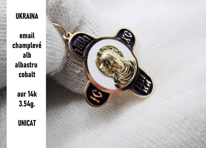 Pandantiv aur 14k cruce cruciulita aur ortodoxa ortodox Ucraina