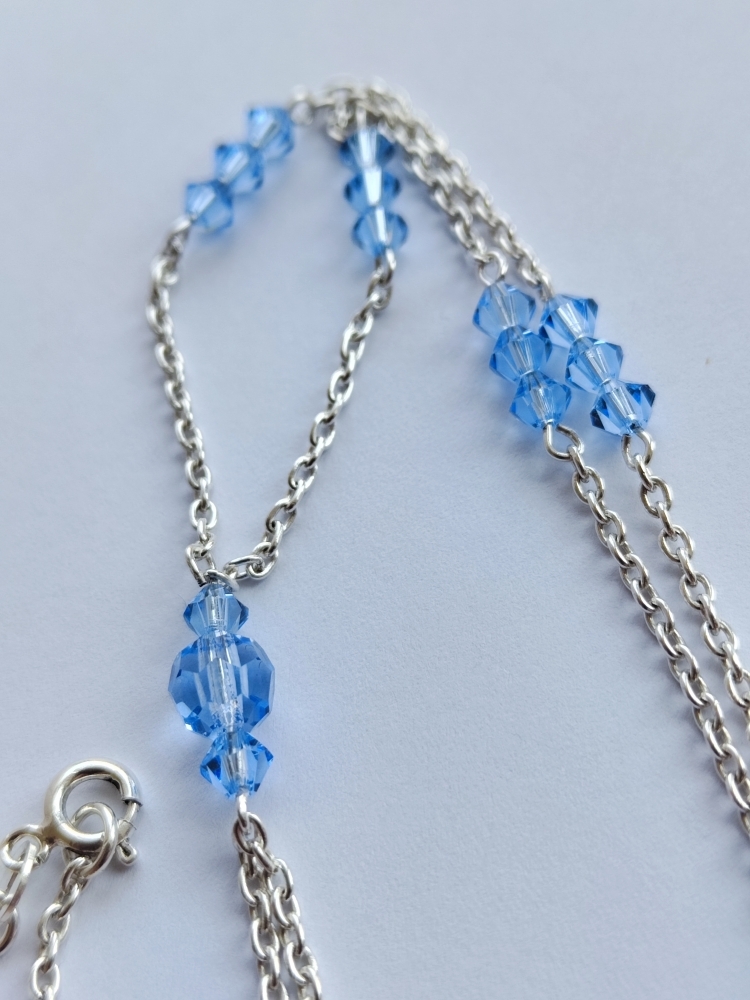 925 colier lantisor argint Swarovsky cristal albastru