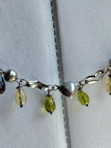 925 colier argint cu tanzanit, quartz peridot