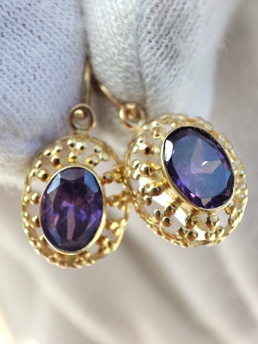 Cercei aur 14k Fleur de Lis Ametist Amethyst