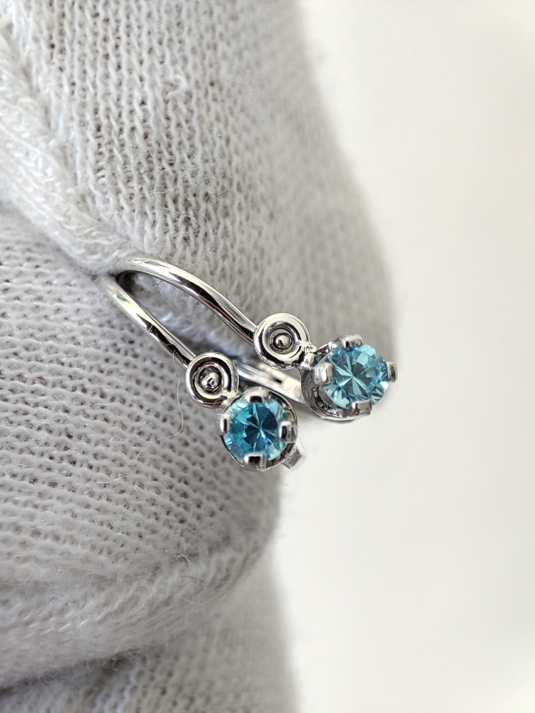 Cercei copii bebe nou-nascuti aur alb 14k Cristal Stanca Paraiba Unicat