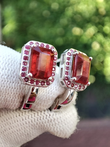 925 Cercei Argint Cu Rubin