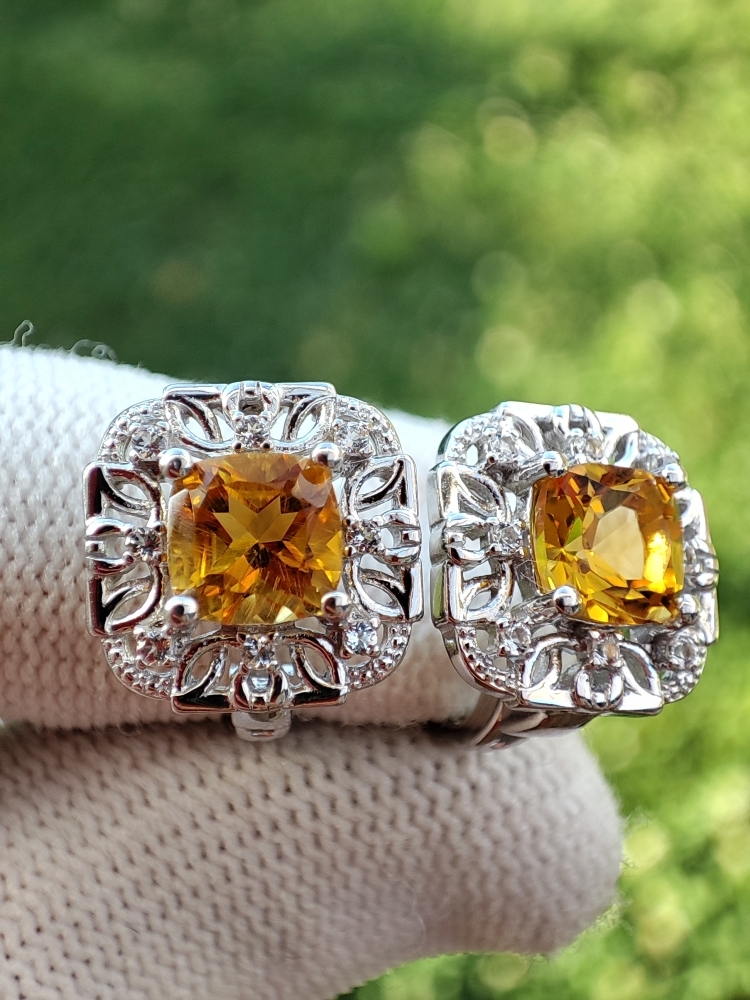 925 Cercei argint cu citrin si topaz