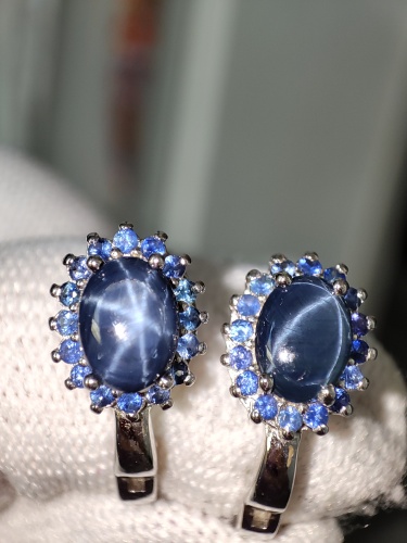 925 Cercei argint cu safir stelat