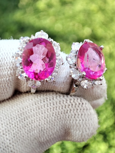 925 Cercei argint cu pink topaz