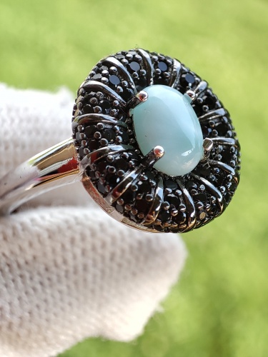925 Inel argint cu larimar si spinel masura 14