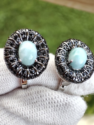 925 Cercei argint cu larimar si spinel