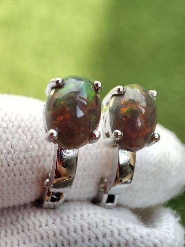 925 Cercei argint cu opal negru