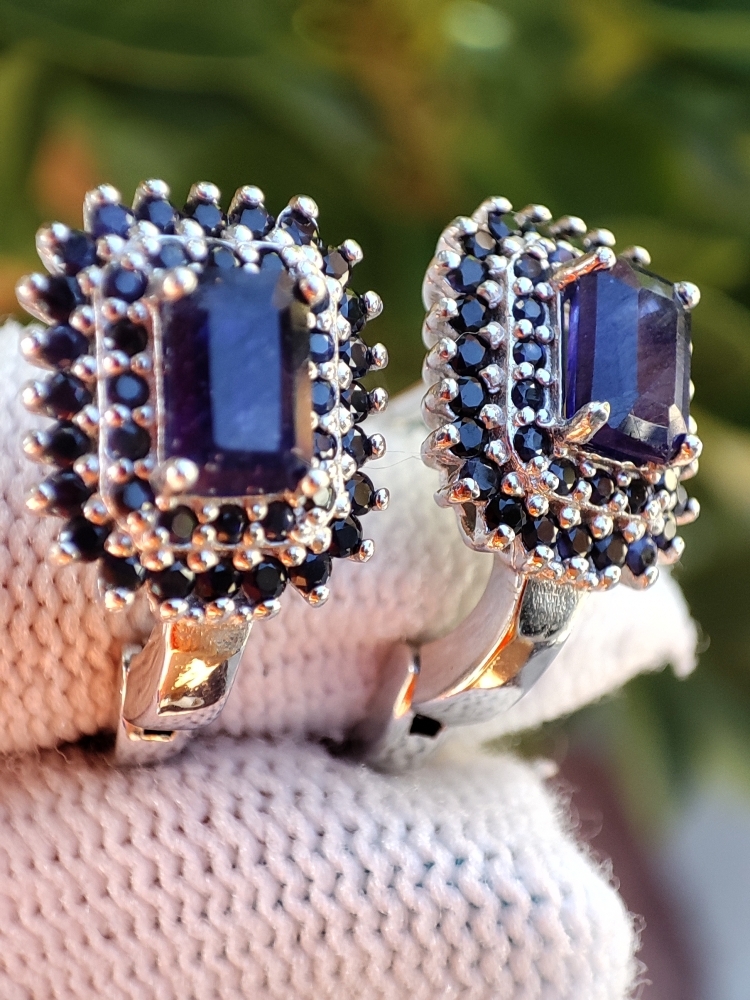 925 Cercei argint cu safir