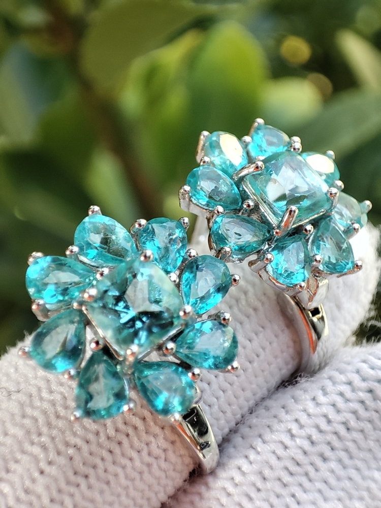 925 Cercei argint cu topaz paraiba