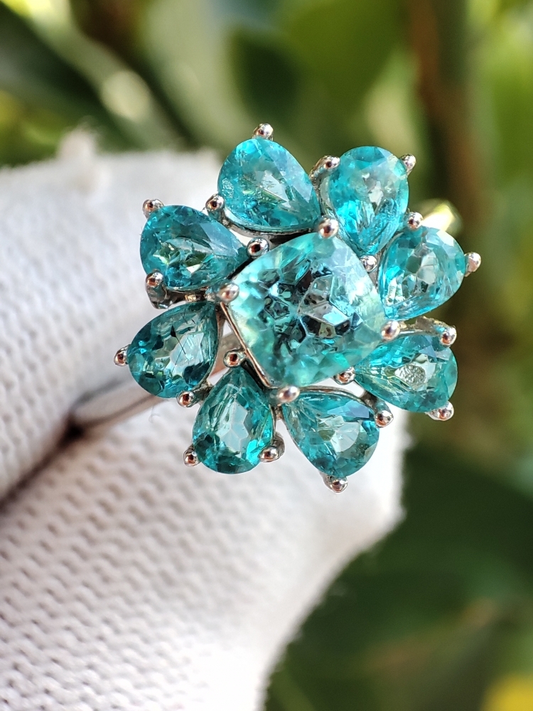 925 Inel argint cu topaz paraiba masura 14