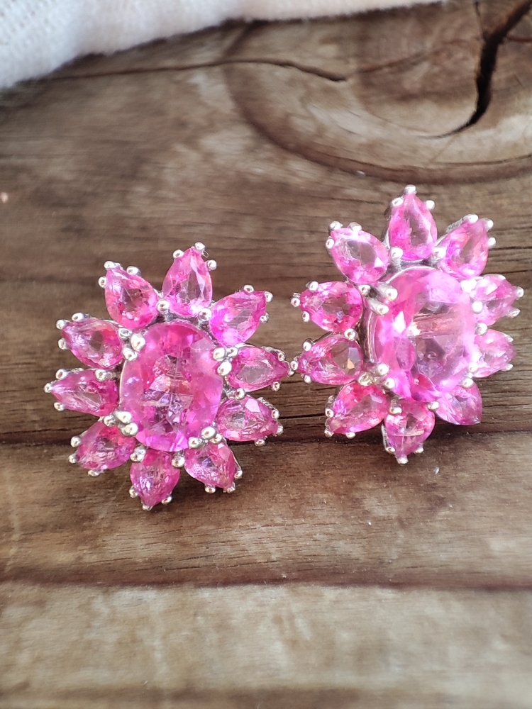 925 Cercei argint cu topaz paraiba pink