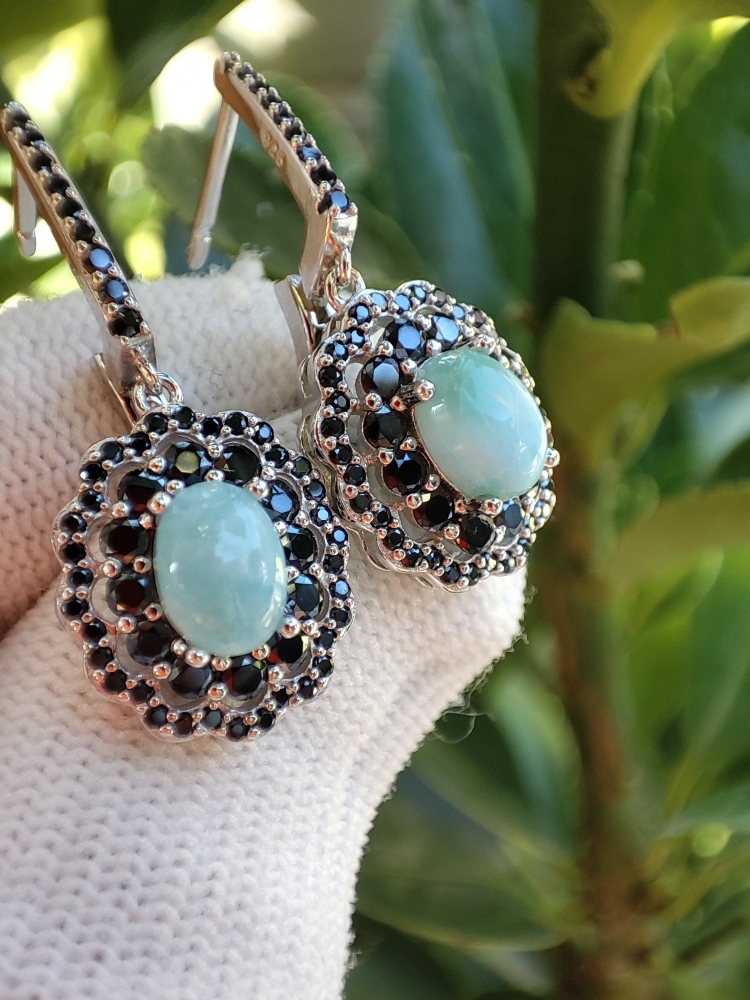 925 Cercei argint cu larimar si spinel