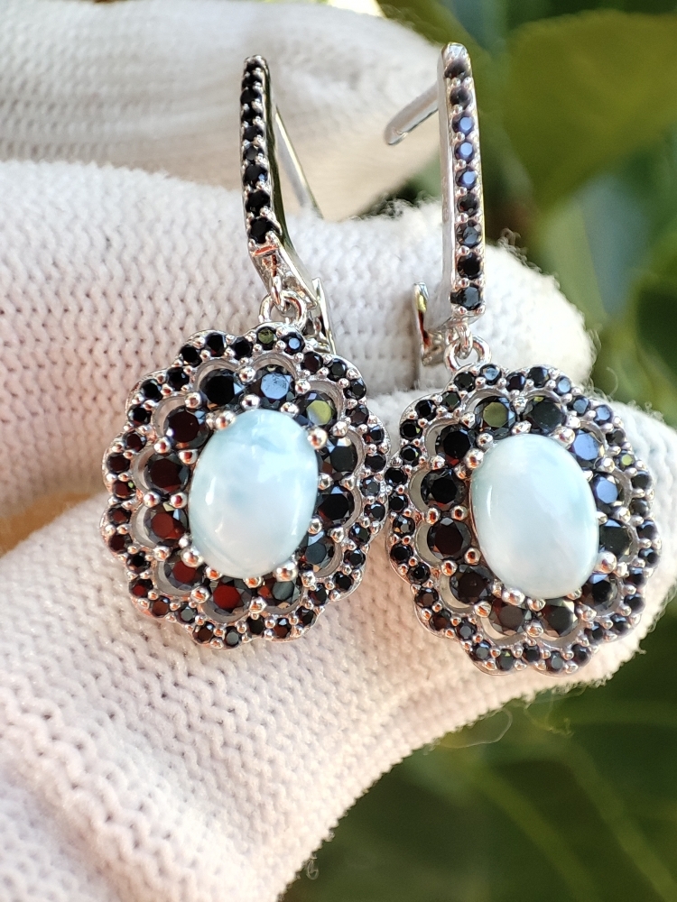 925 Cercei argint cu larimar si spinel