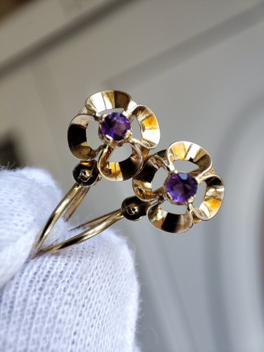 Cercei aur 14k cu Ametist Amethyst pentru fetite copii