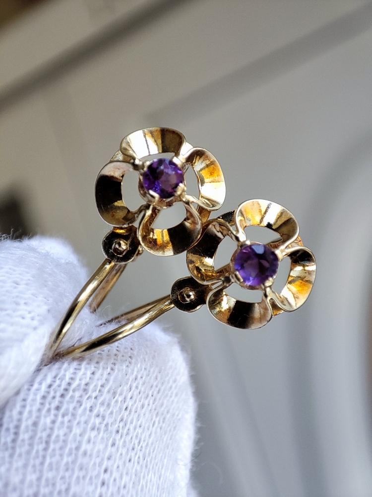 Cercei aur 14k cu Ametist Amethyst pentru fetite copii