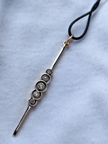 Pandantiv aur 18k PLATINA 14k cu diamante Diamant OLD EURO cut exclusivist unicat