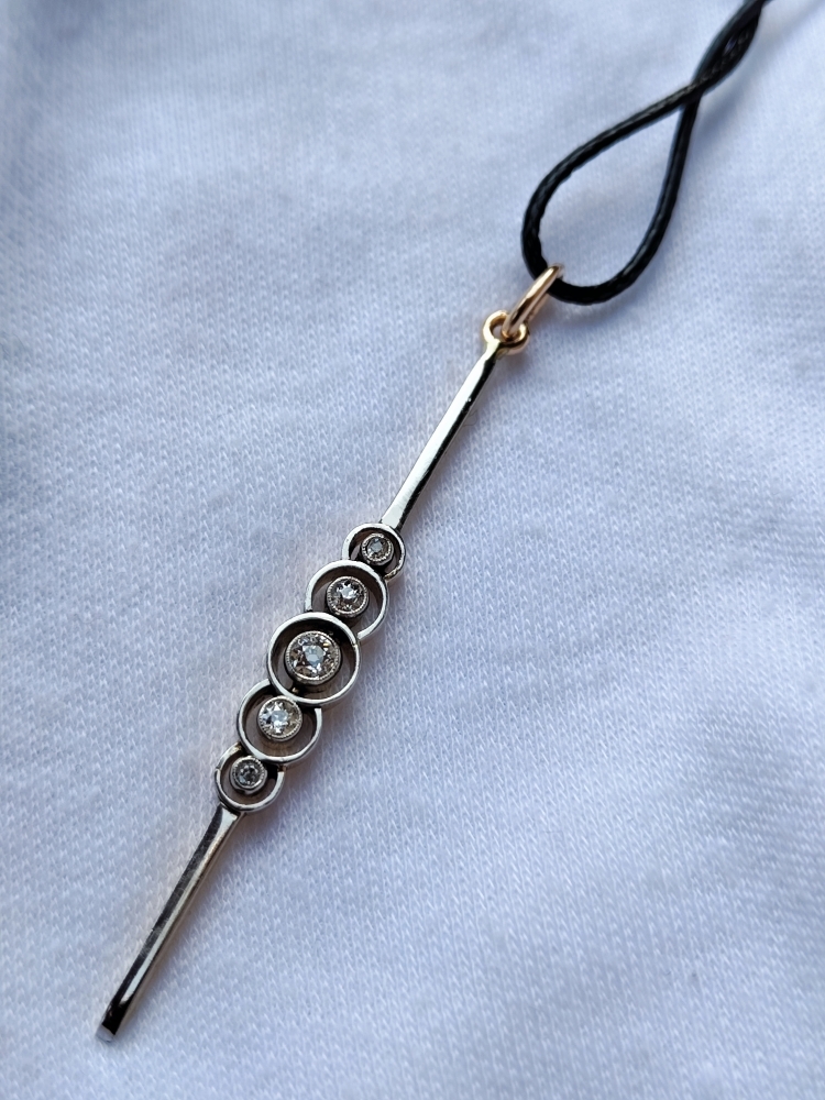 Pandantiv aur 18k PLATINA 14k cu diamante Diamant OLD EURO cut exclusivist unicat