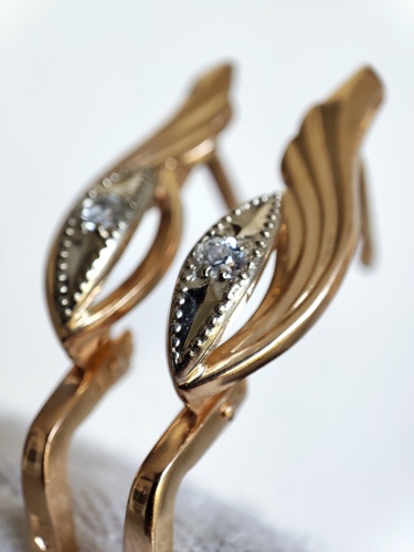 Cercei aur retro 14k 583 rusia rusesti aur rusesc stil clasic traditionali cristal stanca