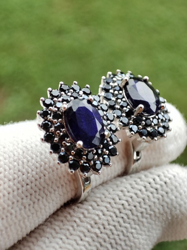 925 Cercei argint cu safir si spinel