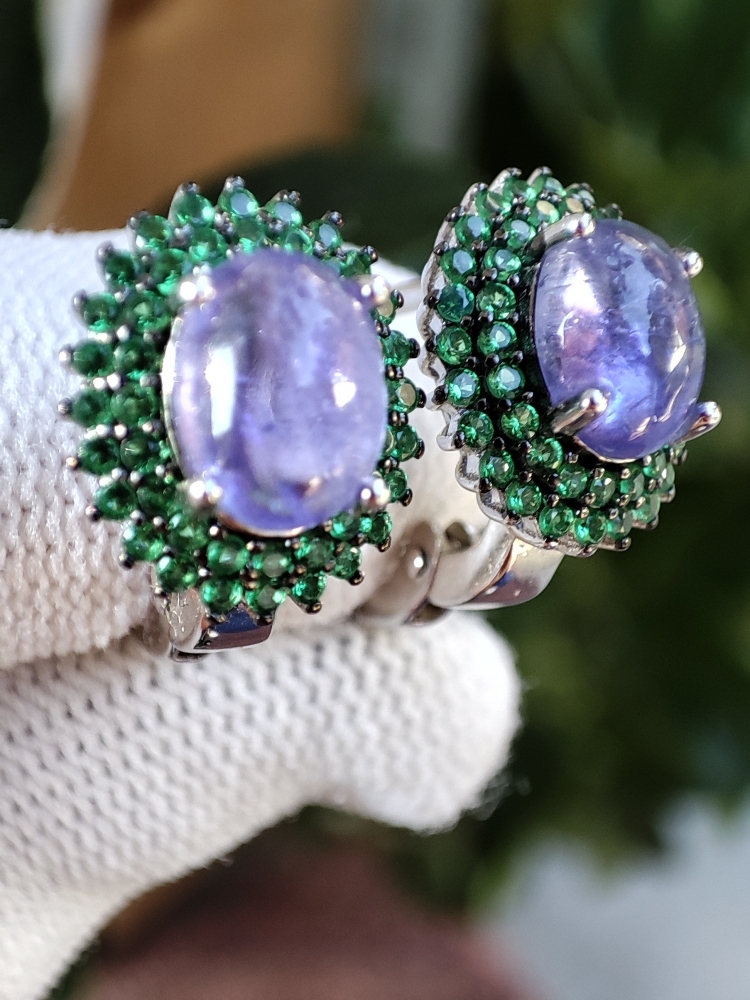 925 Cercei argint cu tanzanit si spinel