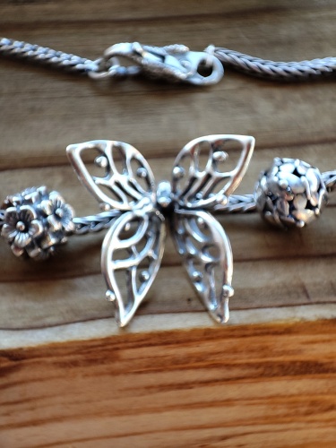 925 Colier lant argint Trollbeads original cu charmuri