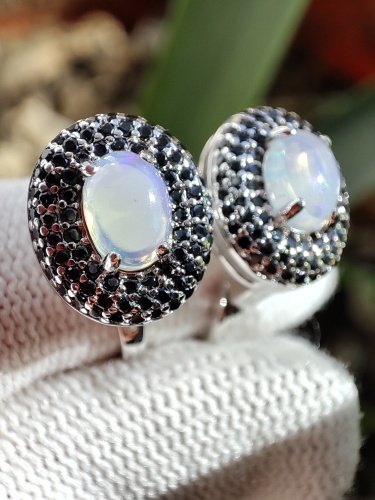 925 Cercei argint cu opal si spinel