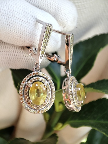 925 Cercei argint cu safir galben