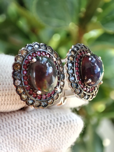 925 Cercei argint cu opal si safir