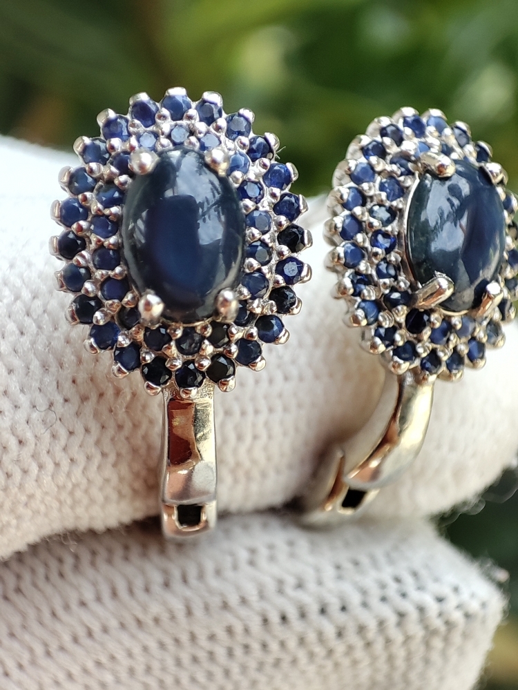 925 Cercei argint cu safir