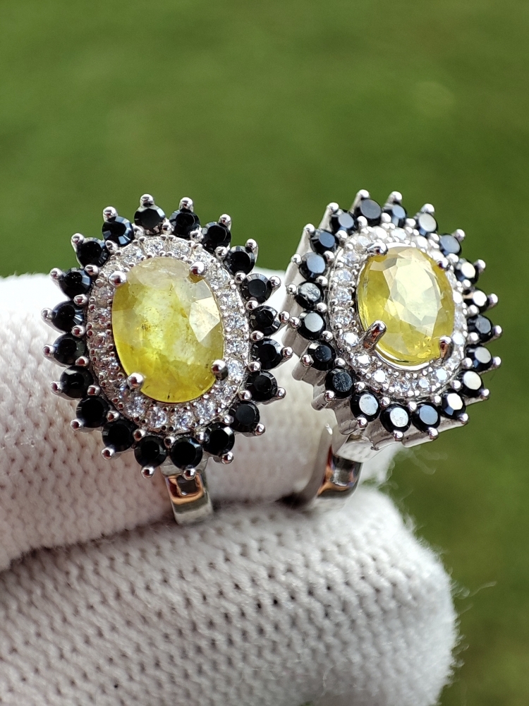 925 cercei argint cu safir si spinel