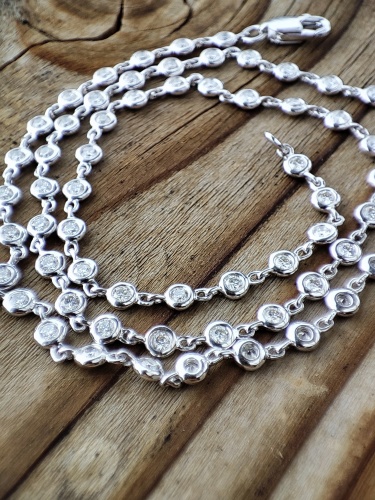 Lantisor Lant Colier aur alb 18k cu diamante model Tenis Infinity diamonds by the yard  Eternity