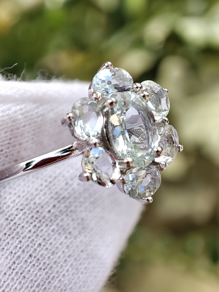 925 Inel argint cu aquamarin masura 14.5