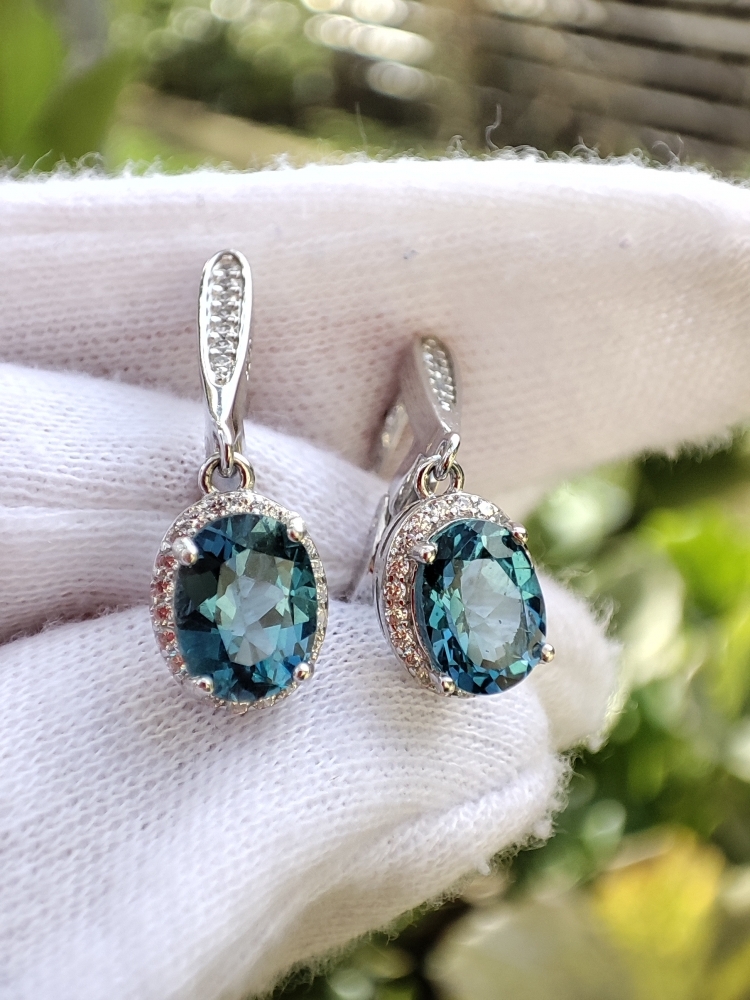 925 Cercei argint cu topaz london blue