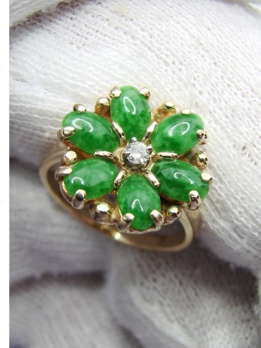 Inel Evreiesc Aur 14K Cu Jadeit Jad Natural Jade Authentic cu Certificat