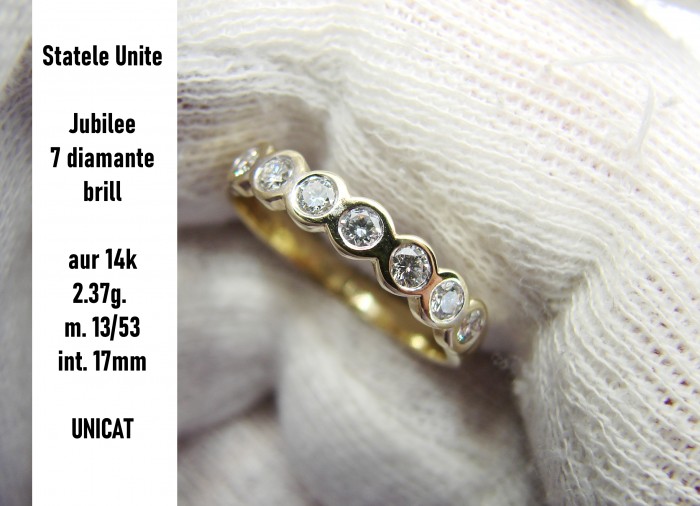 Inel Aur 14K Jubilee Cu 7 Diamante traditional aniversar half memory