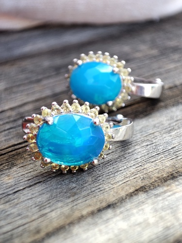 925 Cercei argin cu opal si safir