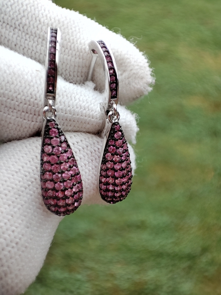 925 Cercei argint cu safir roz