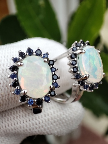 925 Cercei argint cu opal si safir