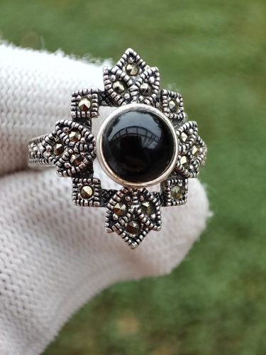 925 Inel argint cu onix masura 12