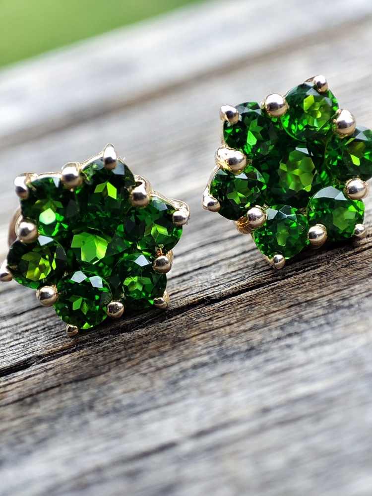 Cercei aur 14k chrome diopside unicat ❤️