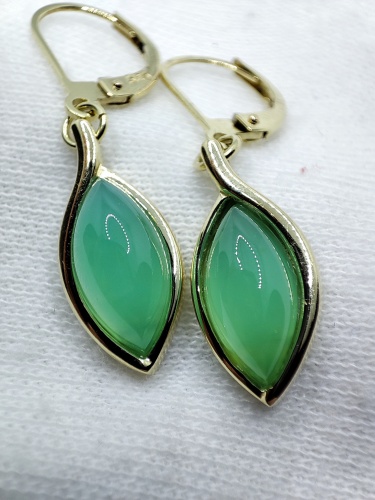 Cercei aur 14k cu Crisopraz Calcedonie Unicat Calcedonia Artmax