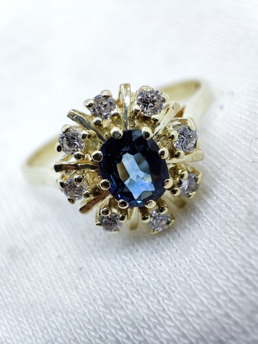 Inel aur 14k Royal cu diamante Diamant si Safir natural