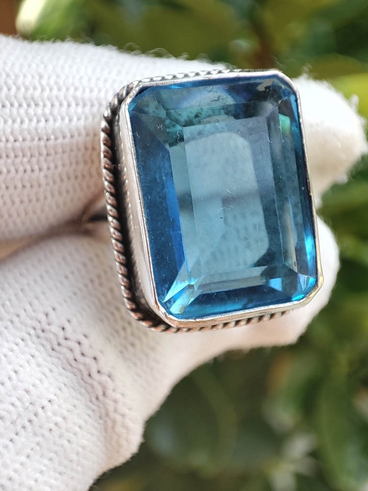 925 Inel Argint Cu Topaz Masura 14 si 17